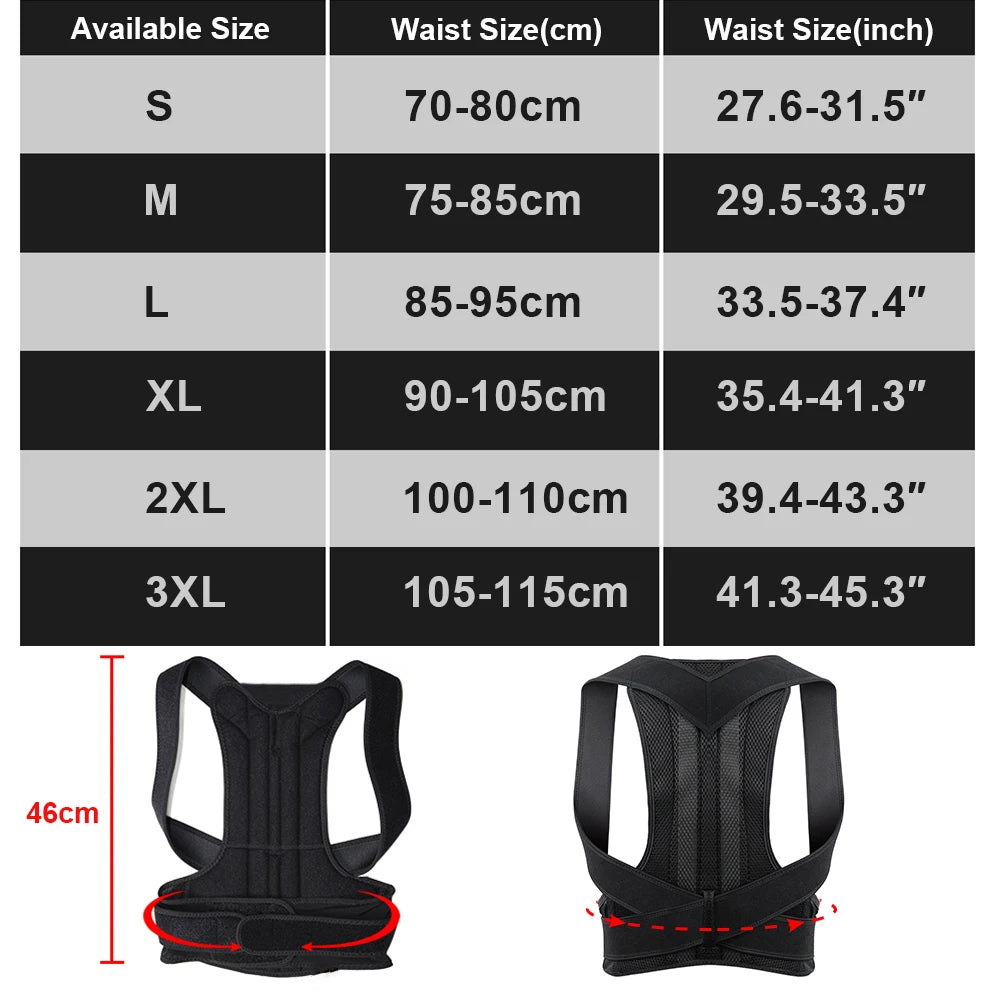 Back Brace Posture Corrector for Women and Men, Shoulder Straightener, Adjustable Full Back Support for Upper and Lower Back