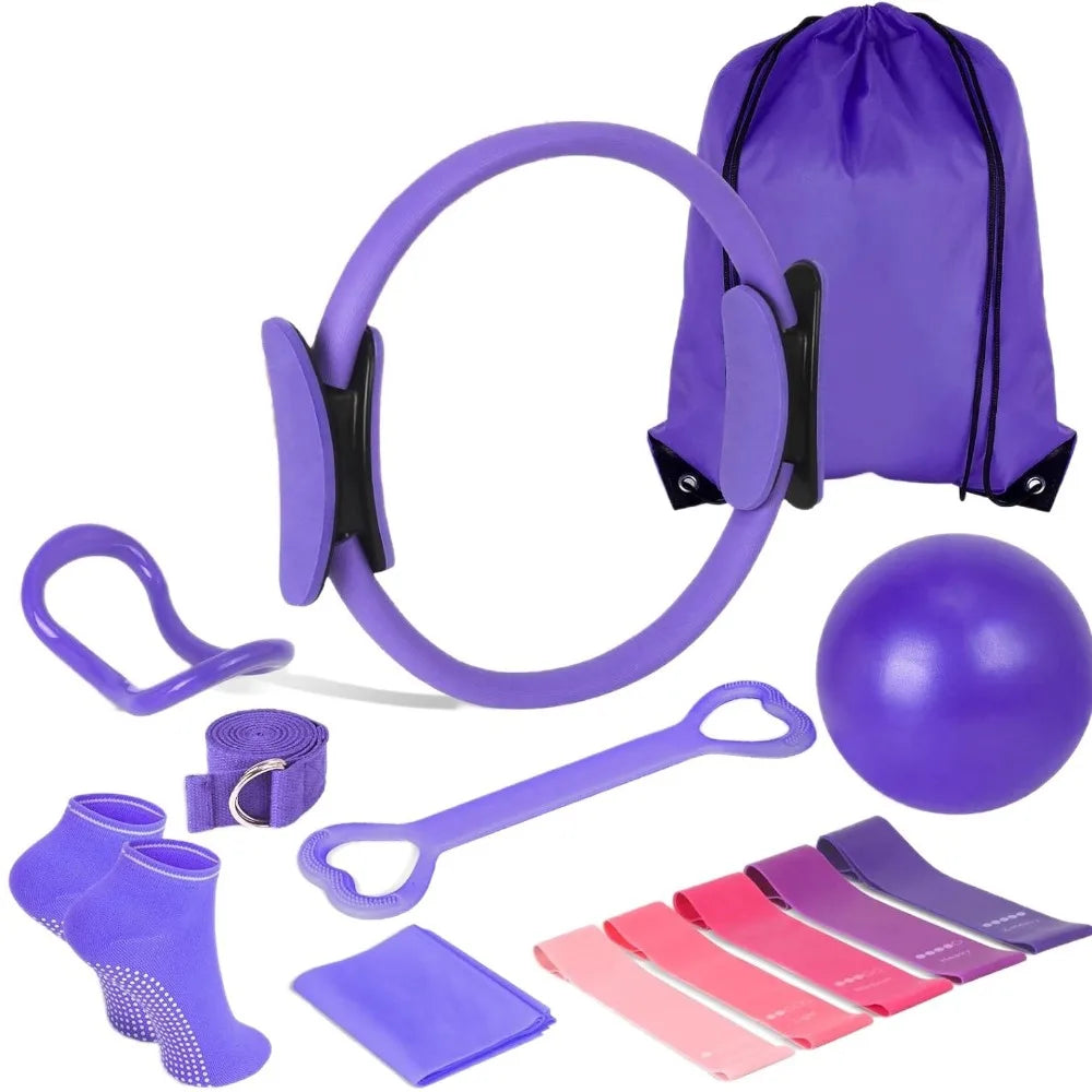 13Pcs/Set Portable Pilates Ball Set Body Shaping Professional Pilates Equipment Kit Improve Health Weight Loss Resistance Bands