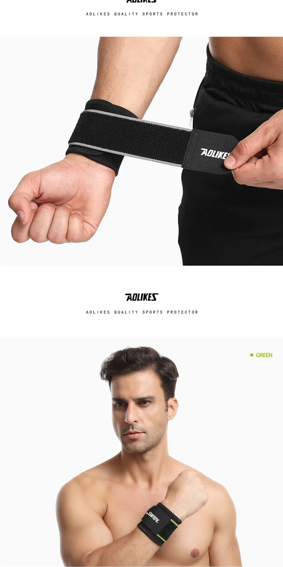 AOLIKES 1PCS Adjustable Sport Wristband Wrist Brace Wrap Bandage Support Band Gym Strap Safety sports wrist protector Hand Bands