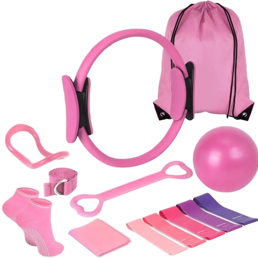13Pcs/Set Portable Pilates Ball Set Body Shaping Professional Pilates Equipment Kit Improve Health Weight Loss Resistance Bands