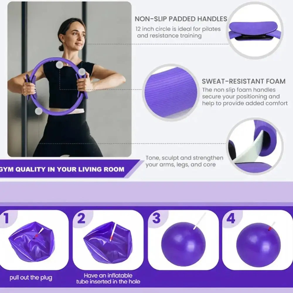 13Pcs/Set Portable Pilates Ball Set Body Shaping Professional Pilates Equipment Kit Improve Health Weight Loss Resistance Bands