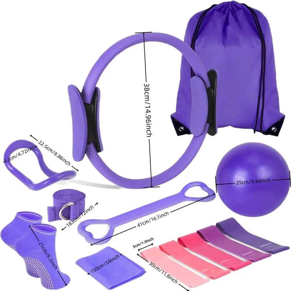13Pcs/Set Portable Pilates Ball Set Body Shaping Professional Pilates Equipment Kit Improve Health Weight Loss Resistance Bands