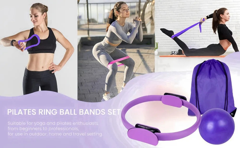 13Pcs/Set Portable Pilates Ball Set Body Shaping Professional Pilates Equipment Kit Improve Health Weight Loss Resistance Bands